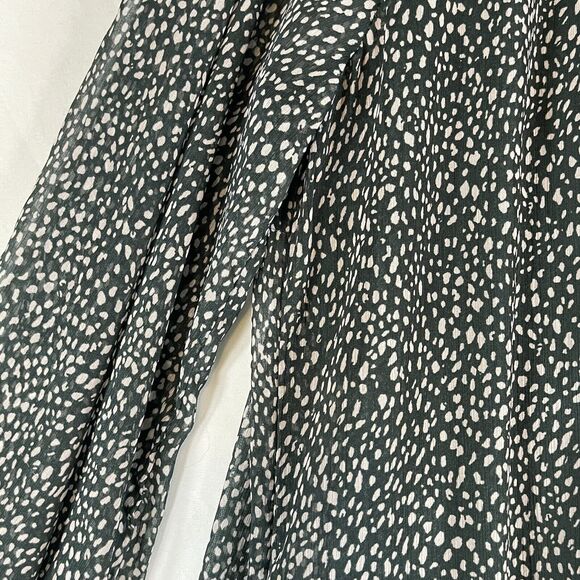 Joie Green Animal Print Short Dress Balloon Sleeve Womens SIZE XL Tunic Ditsy - Picture 7 of 13